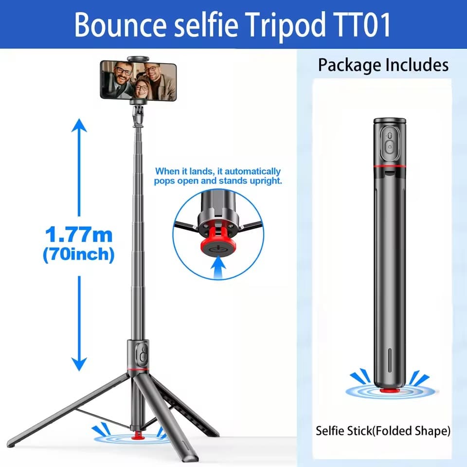 TT01 70-Inch Portable Auto Pop-Up Tripod With Bluetooth Remote view 5