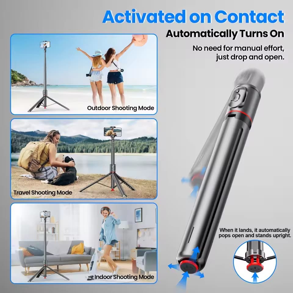 TT01 70-Inch Portable Auto Pop-Up Tripod With Bluetooth Remote view 2