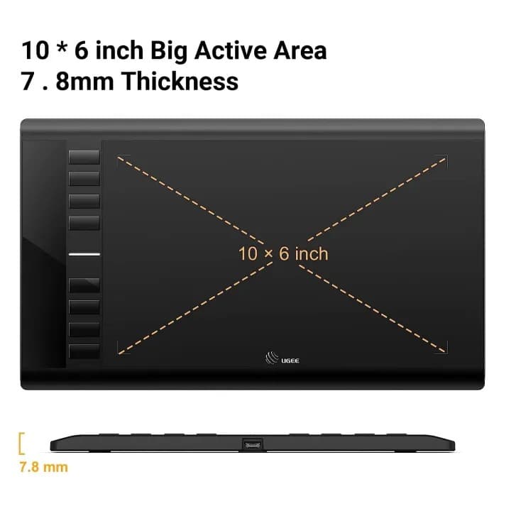 UGEE M708 V3 Digital Drawing Tablet 10 x 6 Inches Large Graphics Tablet view 5