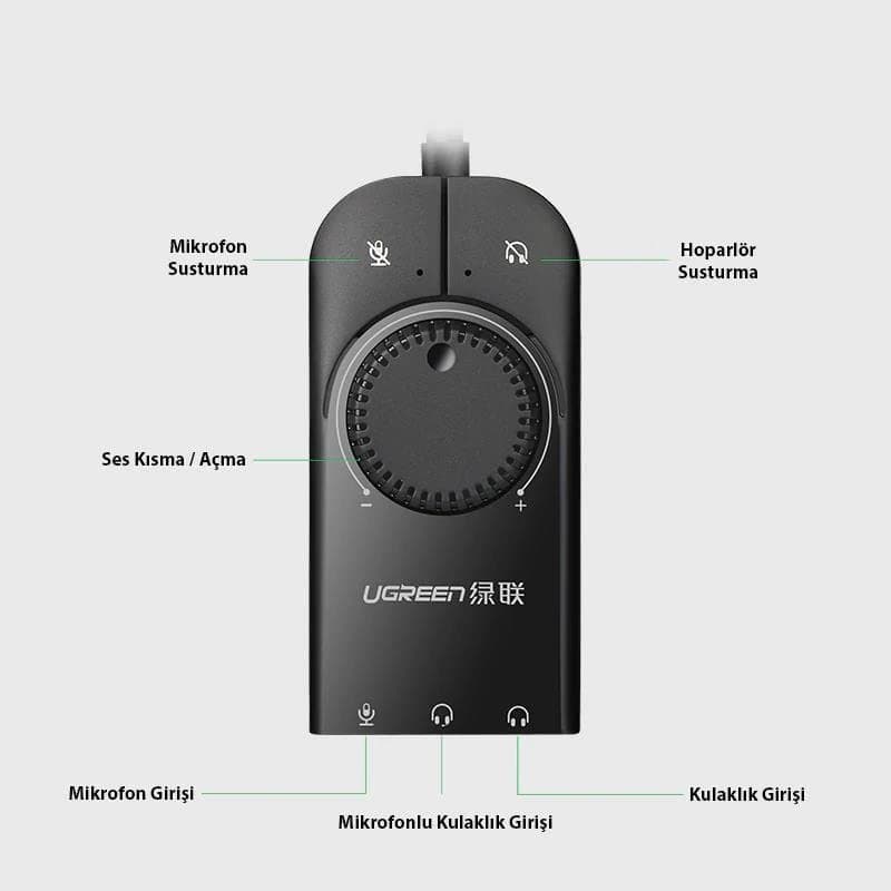 UGREEN 403C4 USB Audio Adapter External Stereo Sound Card With 3.5mm Headphone And Microphone Jack view 4