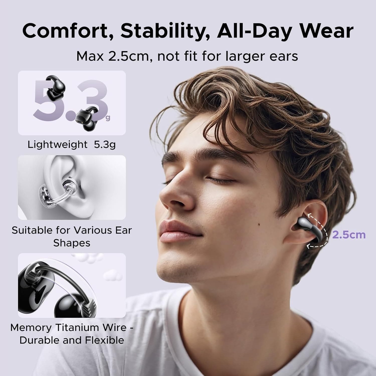 UGREEN 45785 Hi Tune S3 Open-Ear Clip-on Bluetooth Headphones Spatial Audio & AI Noise Canceling Earbuds view 2