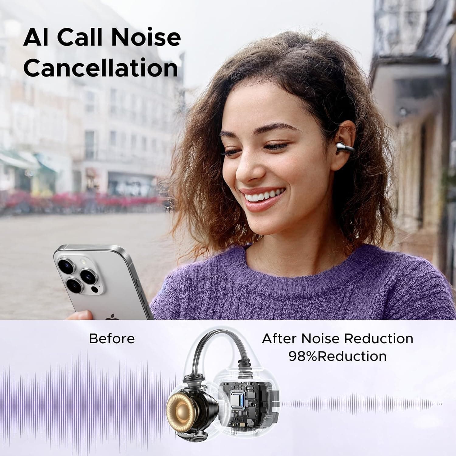 UGREEN 45785 Hi Tune S3 Open-Ear Clip-on Bluetooth Headphones Spatial Audio & AI Noise Canceling Earbuds view 6