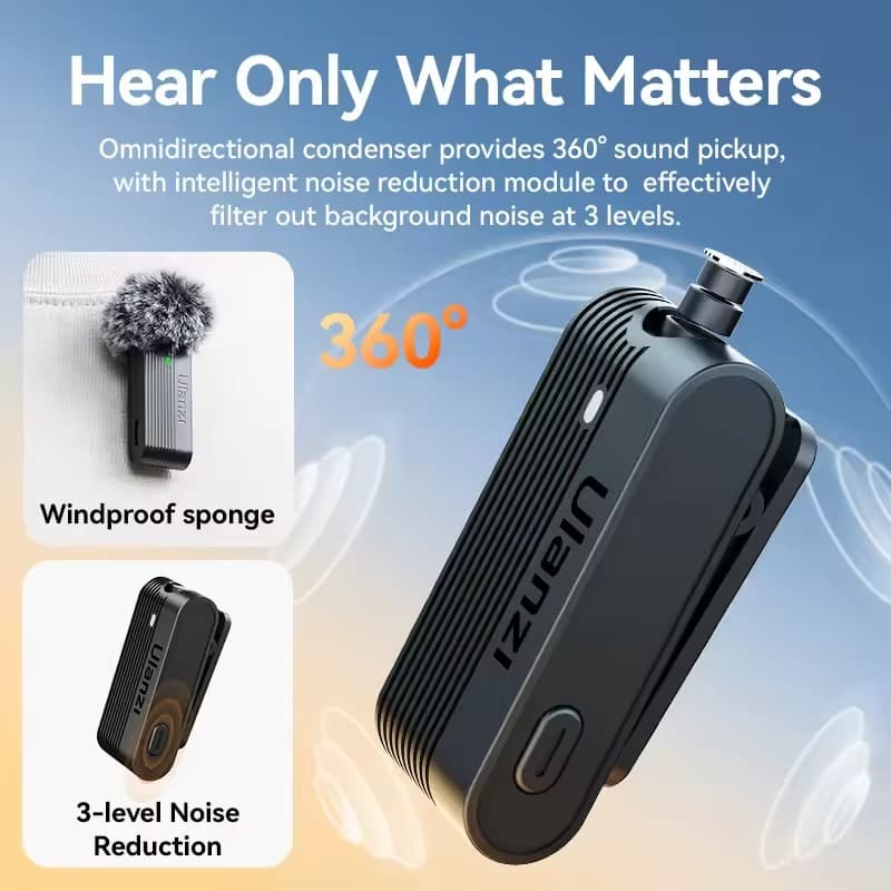 Ulanzi A100 Wireless 3.5mm And Type C Lavalier Microphone view 4
