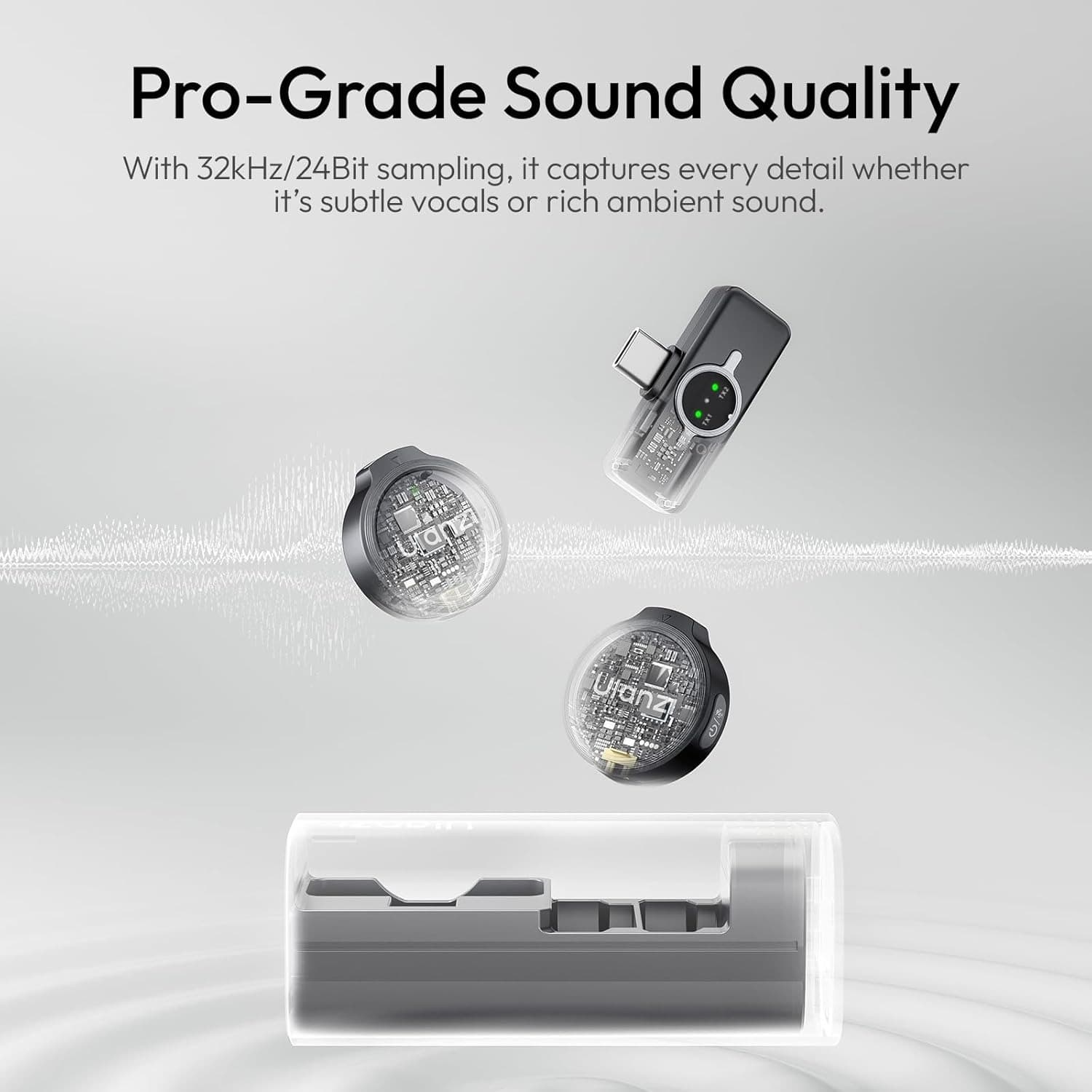 ULANZI A21 Wireless Lavalier Microphone USB-C AI Noise Reduction 36H Battery view 5