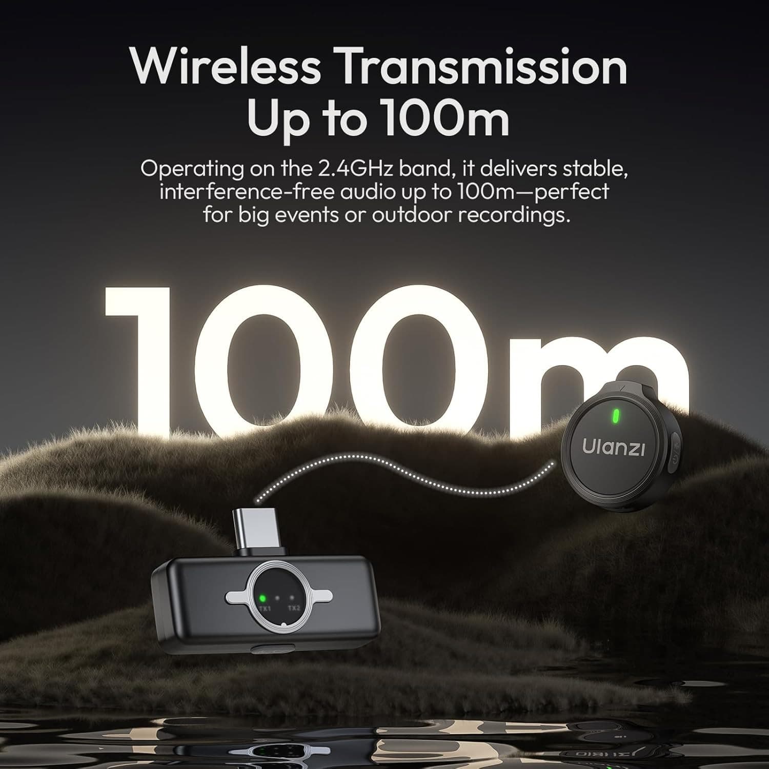ULANZI A21 Wireless Lavalier Microphone USB-C AI Noise Reduction 36H Battery view 4