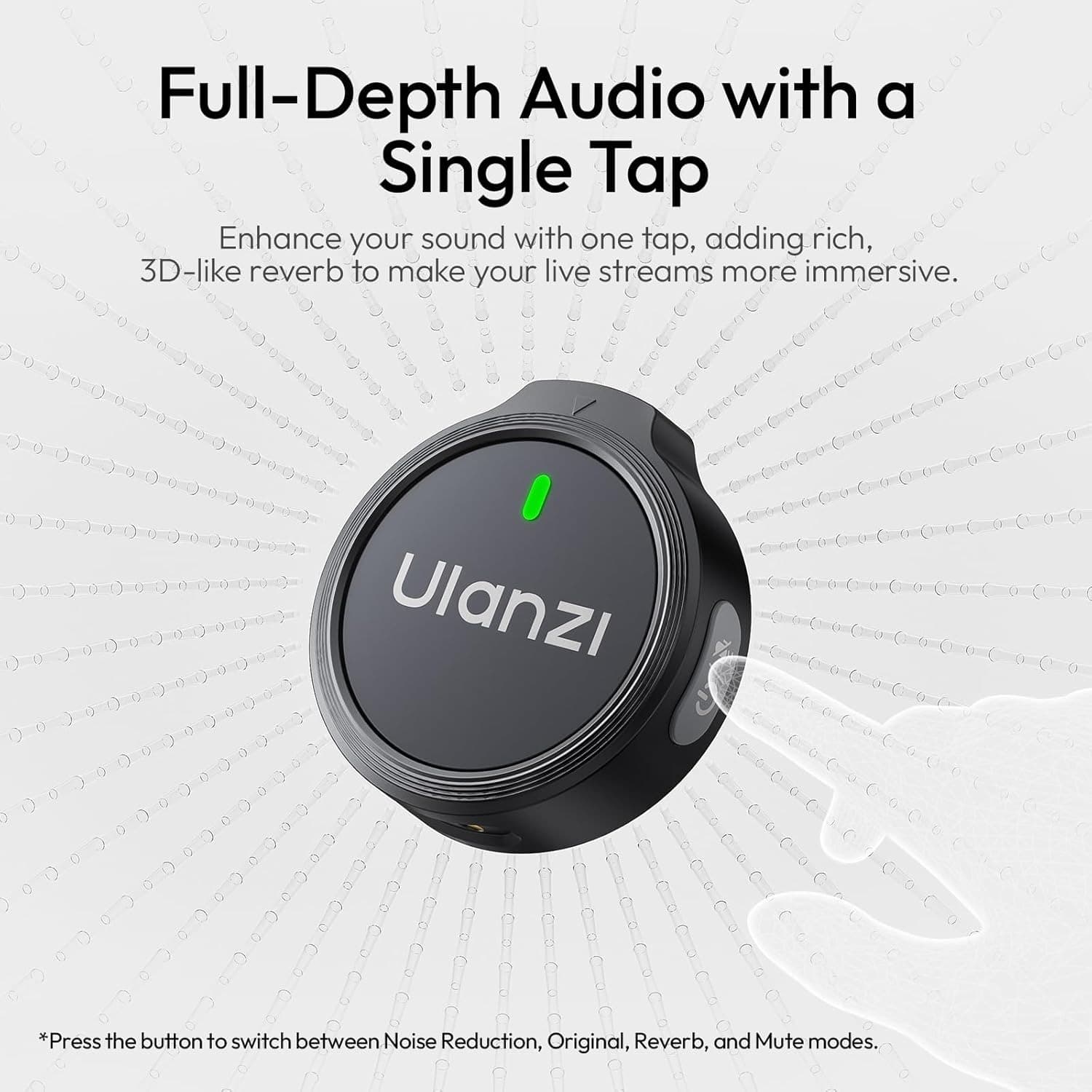 ULANZI A21 Wireless Lavalier Microphone USB-C AI Noise Reduction 36H Battery view 3