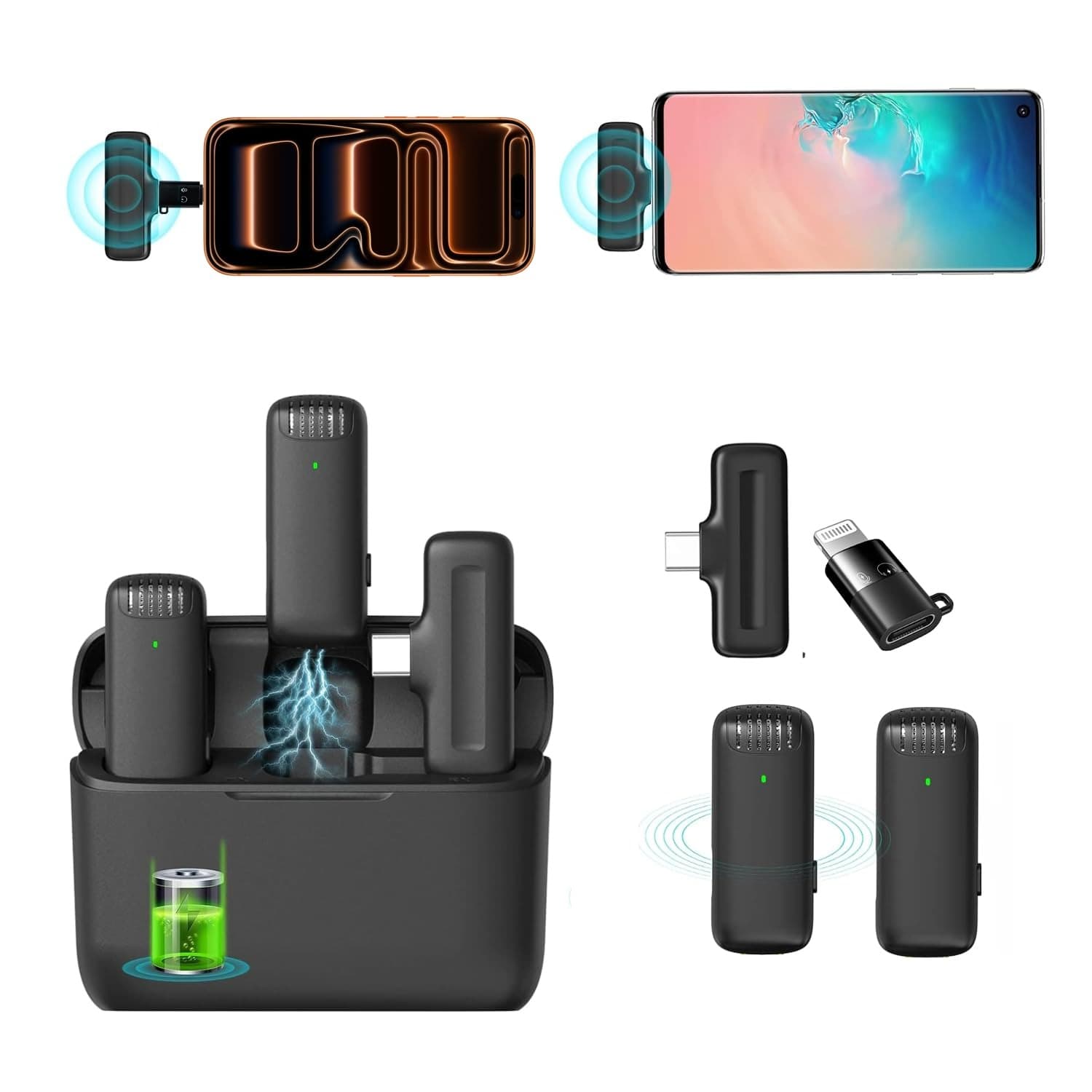 Ulanzi J12 Wireless Lavalier Microphone For USB-C &Lightning With Intelligent Noise Cancellation view 5