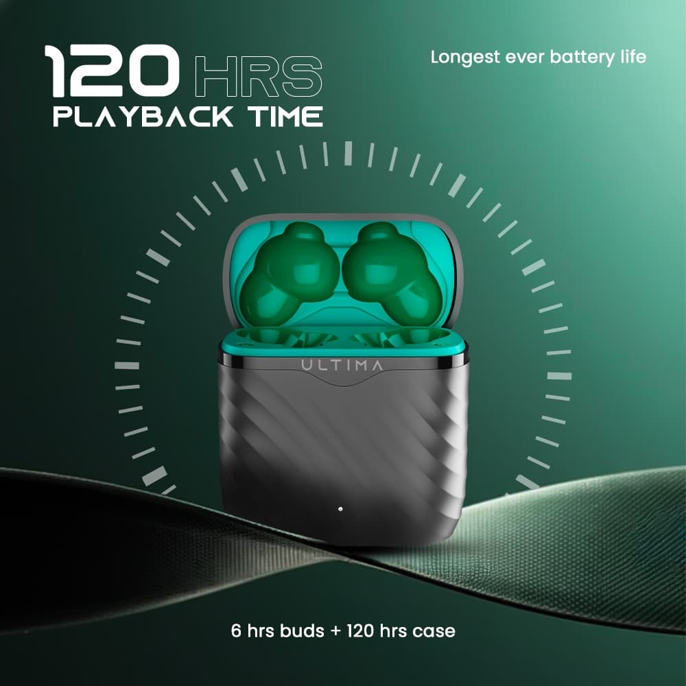 Ultima Atom 192 Pro Wireless Earbuds With 120 Hours Playtime, Quad Mic AI ENC And 40ms Low Latency Gaming Mode view 2