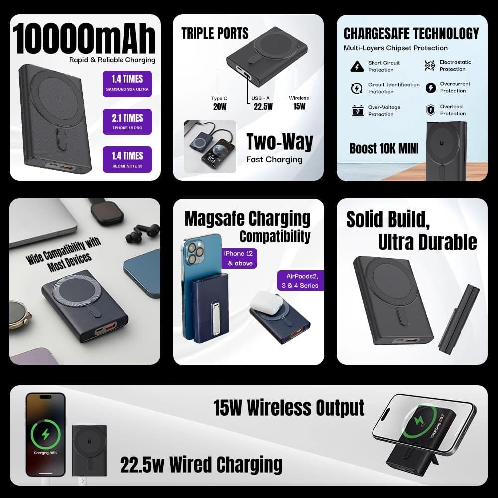 Ultima Boost 10K Mini 10000mAh Wireless Sleek And Compact Powerbank view 4