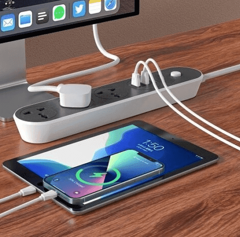 Universal Power Strip Multiplug 3 AC Outlets + 3 USB Charging Ports view 2