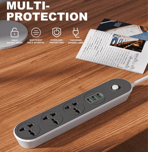 Universal Power Strip Multiplug 3 AC Outlets + 3 USB Charging Ports view 5