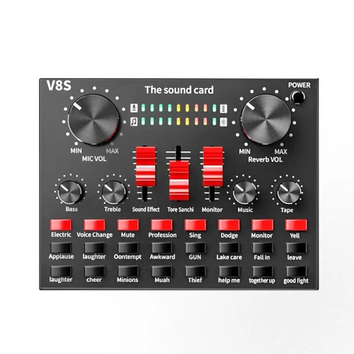 V8S External Sound Card USB Audio Interface Soundcard view 1
