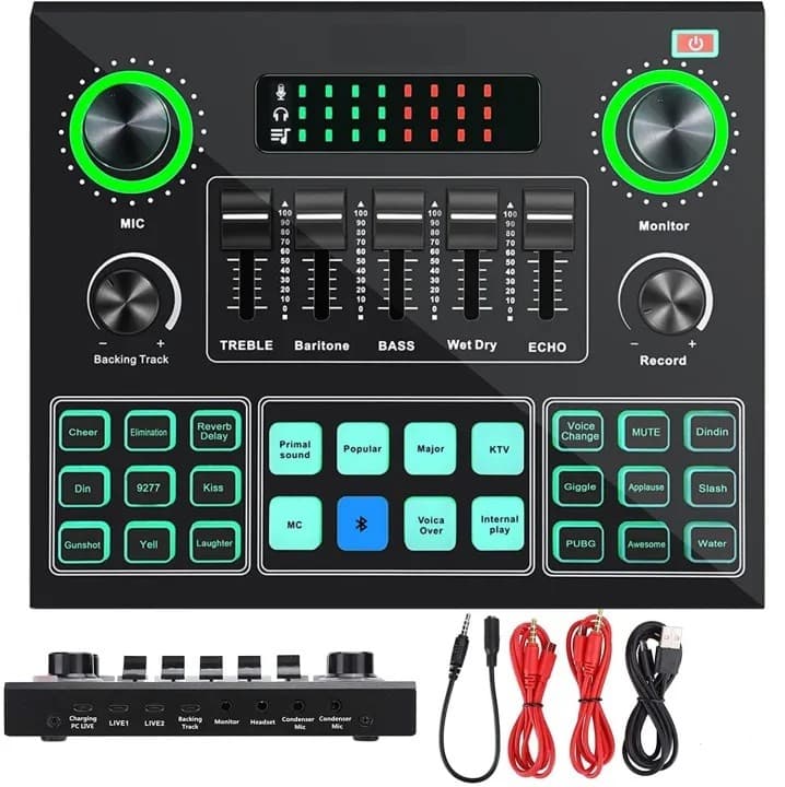 V9 Live Sound Card BT Accompaniment Audio Mixer With Sound Effects Broadcasting Recording view 1