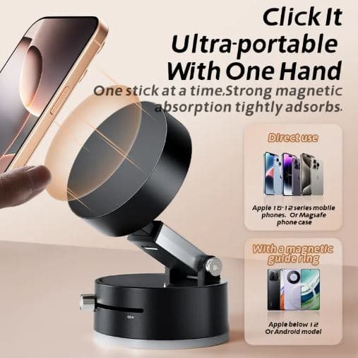 Vacuum Magnetic Foldable Car Phone Holder Mount view 3