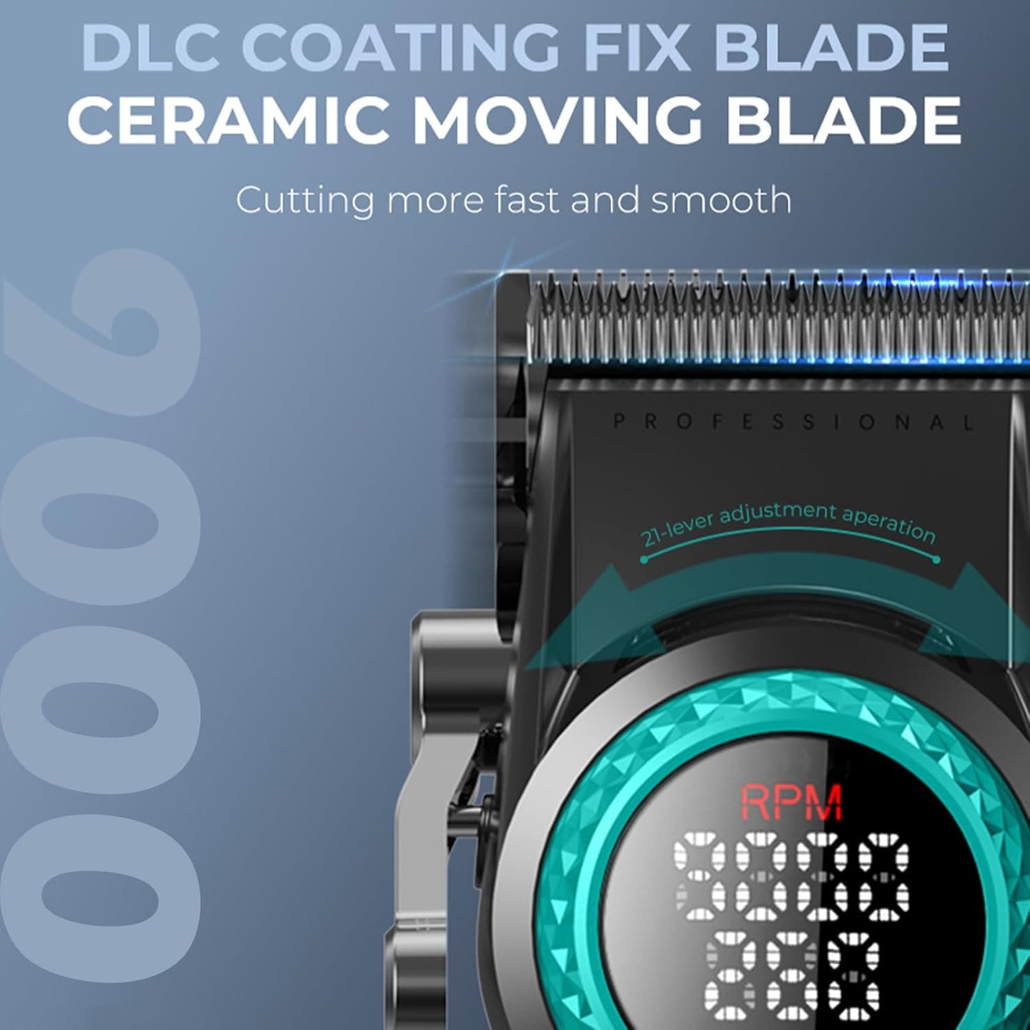 VGR 001 Professional Cordless Hair Clipper For Men 9000RPM Carbon Steel Blade LED Display view 4
