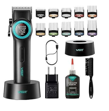 VGR 001 Professional Cordless Hair Clipper For Men 9000RPM Carbon Steel Blade LED Display view 1