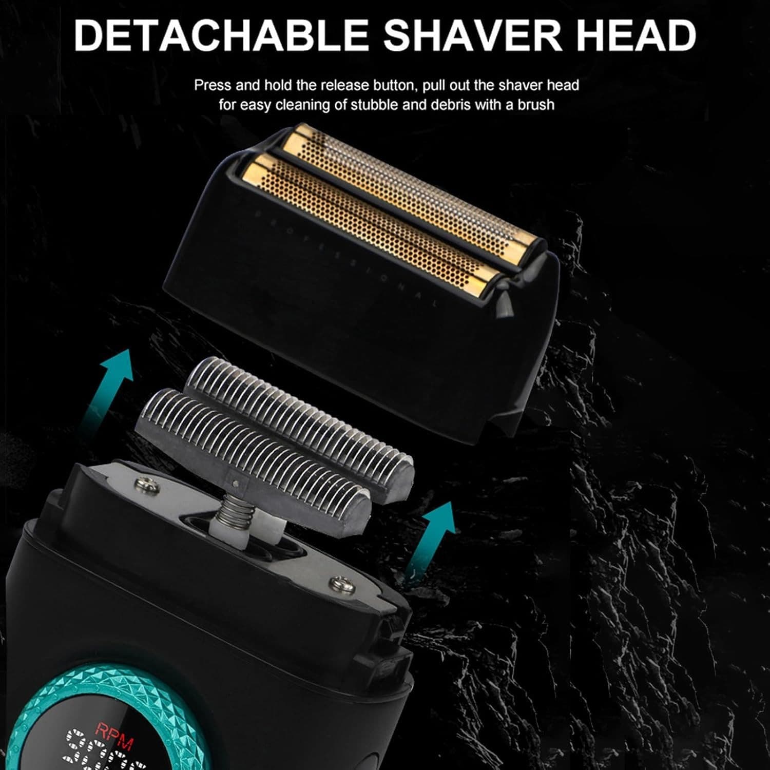 VGR 377 Men’s Electric Foil Shaver Titanium Foils  9000 RPM Motor view 2