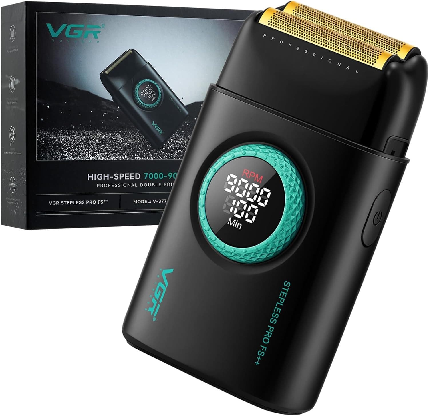 VGR 377 Men’s Electric Foil Shaver Titanium Foils  9000 RPM Motor view 1