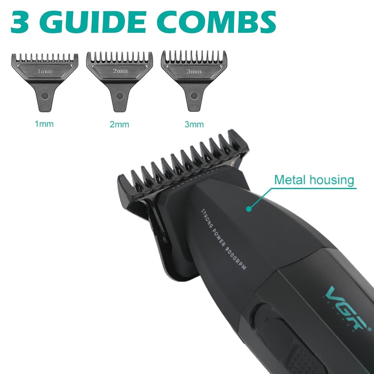 VGR 906 Fresh Fade Professional Hair Trimmer 9000rpm Zero Gapped DLC T-Blade Cordless USB Rechargeable view 5