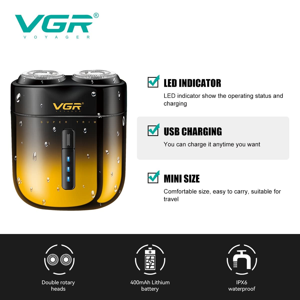 VGR V-348 Professional Rotary Men’s Shaver view 2