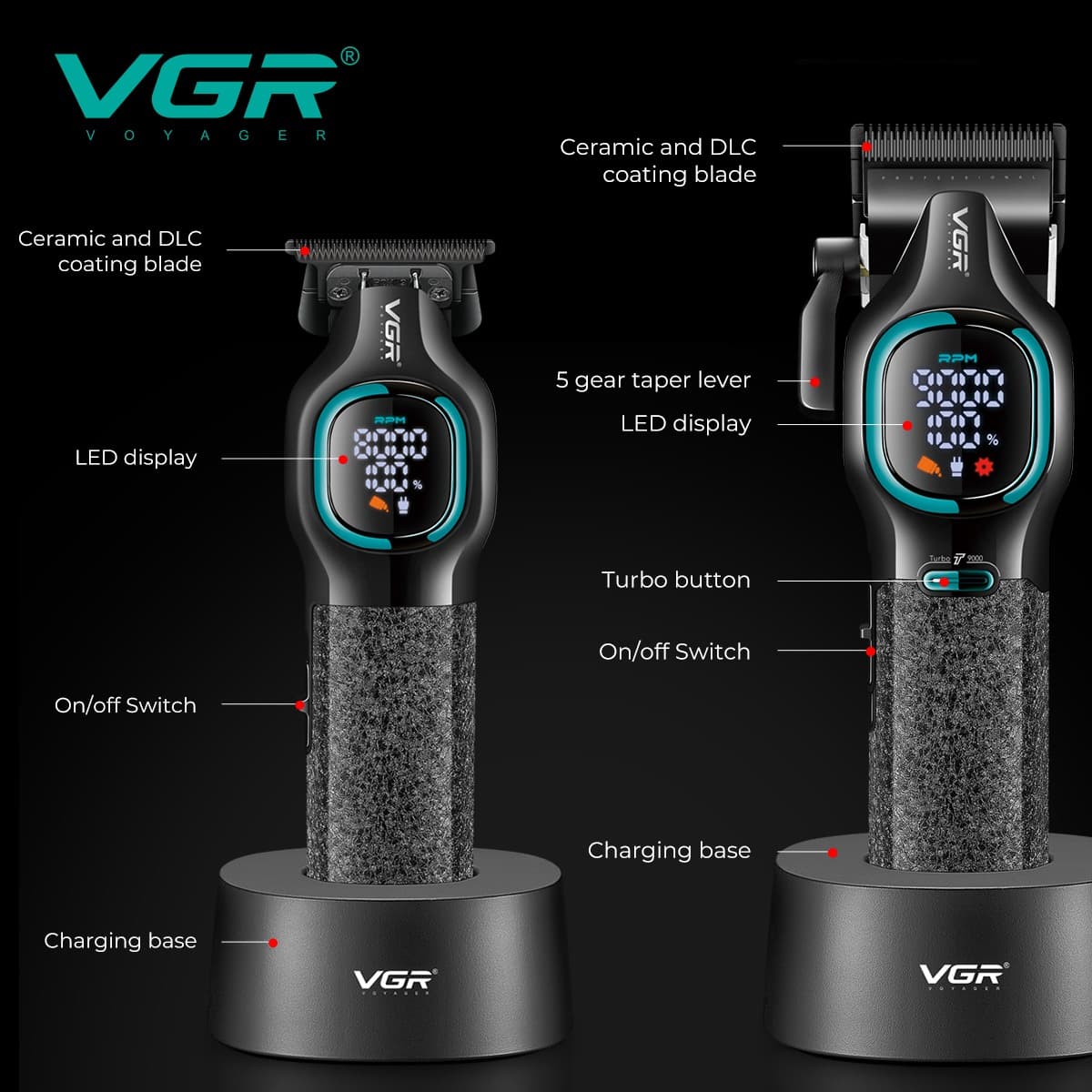 VGR V‑886S2 Professional Clipper & Trimmer Set view 3