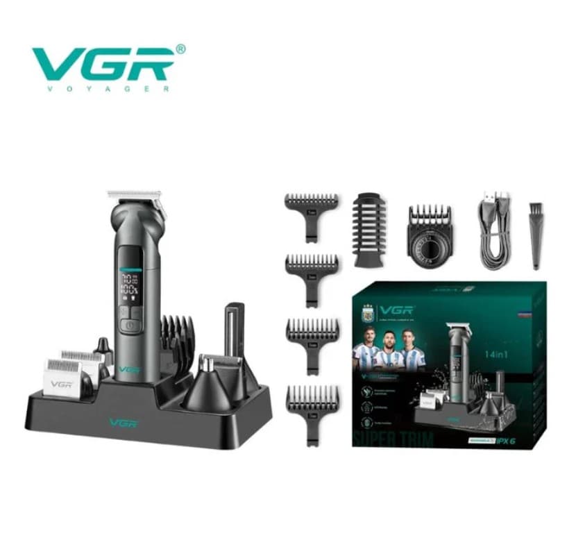 VGR V096 Professional Grooming Kit for Men 14-in-1 Metal Design IPX7 Waterproof view 2