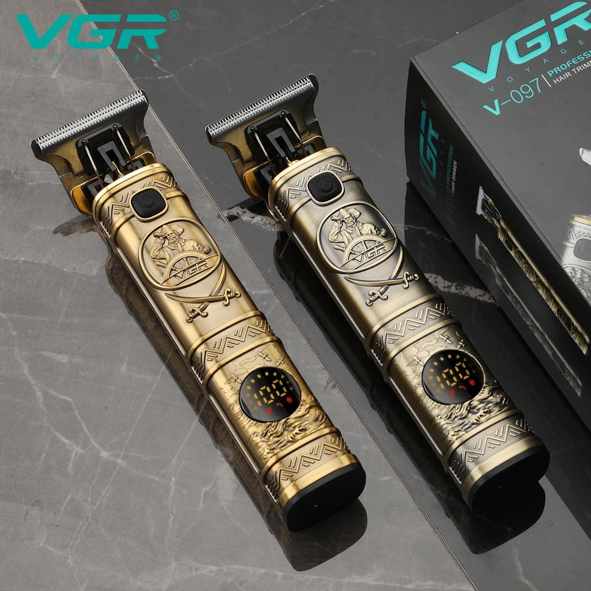 VGR V097 Professional Metal Body Cordless Hair Trimmer LED Display view 4