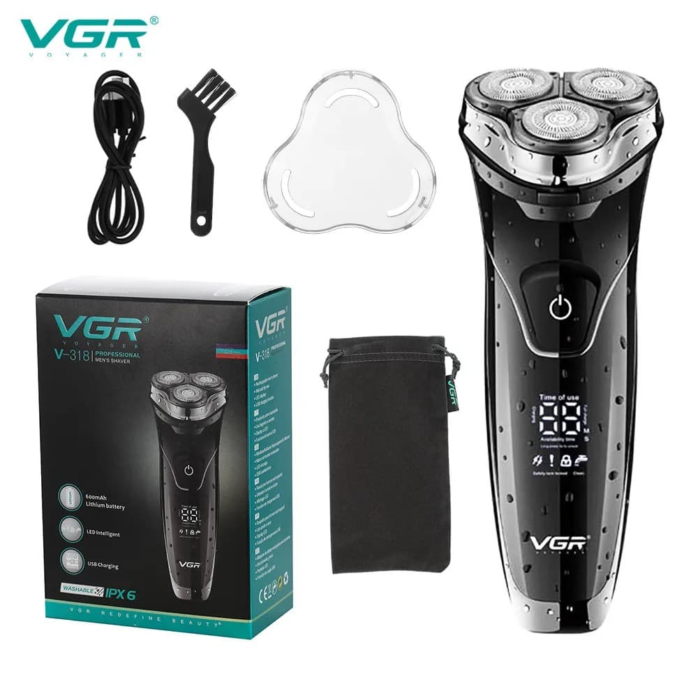 VGR V318 Electric Shaver Professional 3 In1 3 Head Floating Shaving 1 Key Switch USB Charging Body Washable Razor view 3