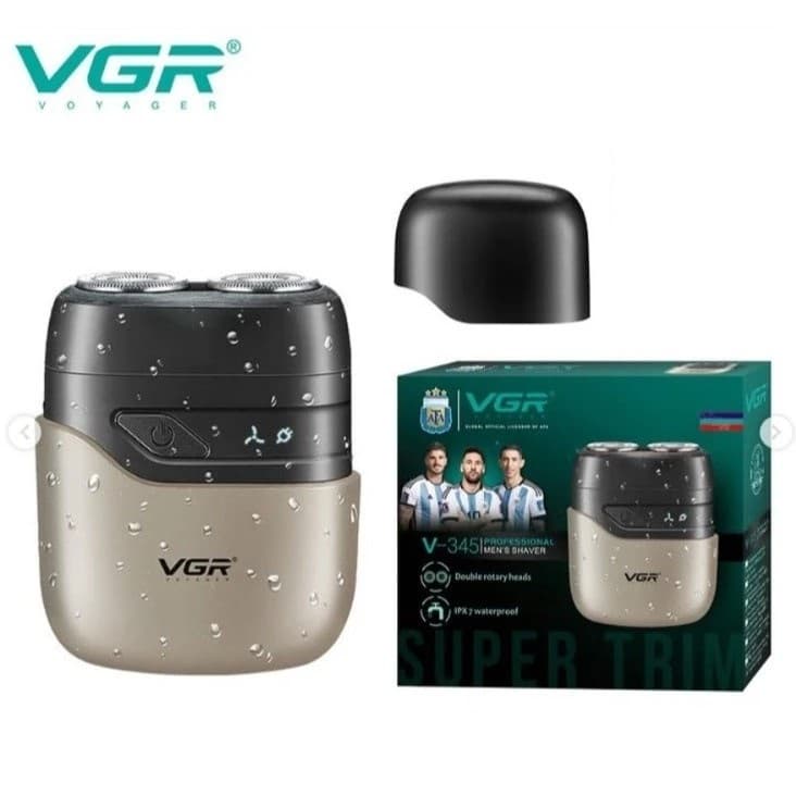 VGR V345 Mini Shaver IPX 7 Waterproof And Double Rotary Heads view 1