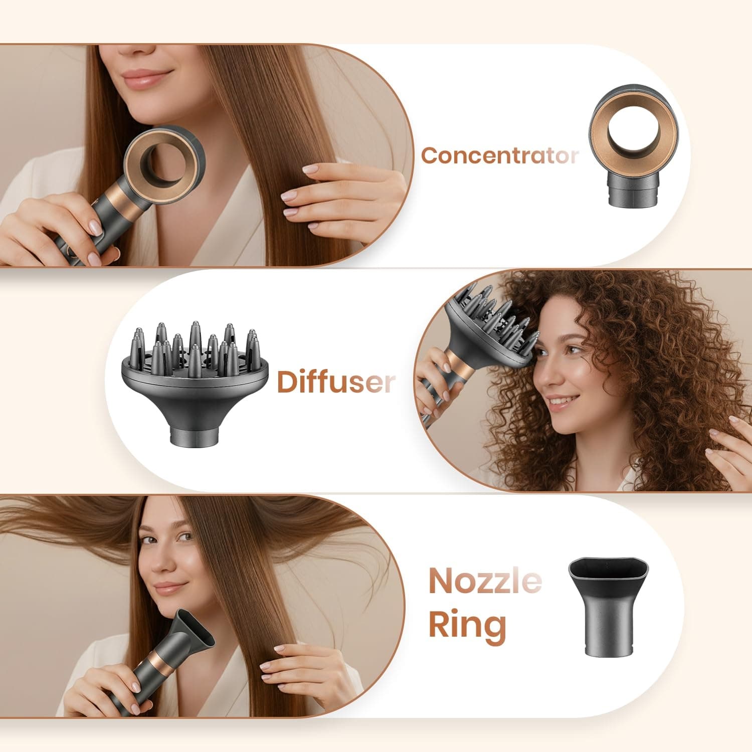 VGR V491 Professional 6-in-1 Hot Air Styler (1000W, Black) – Fast Drying, Curling & Volumizing With Interchangeable Brushes view 4