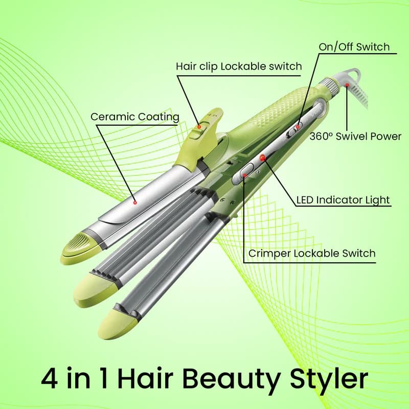 VGR V569 Professional 4 In 1 Hair Beauty Styler Straightener Curler Crimper Waver view 2