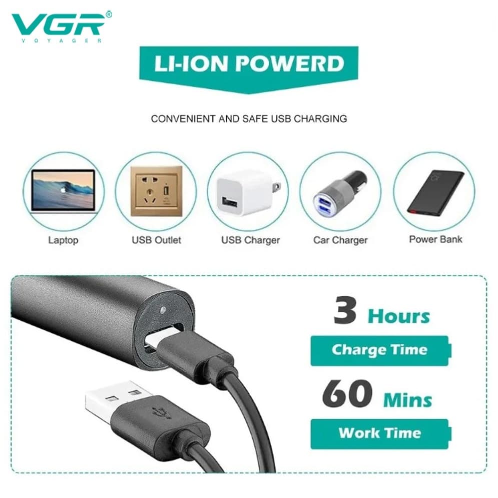 VGR V615 Professional 2 In 1 Nose And Hair Trimmer For Men And Women view 3