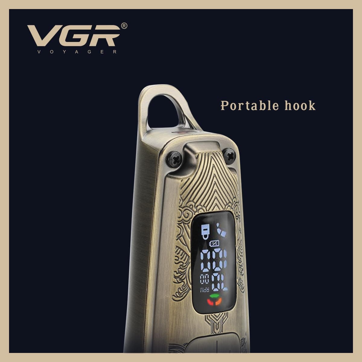 VGR V901 Premium Metal Housing Hair Trimmer LED Display view 3