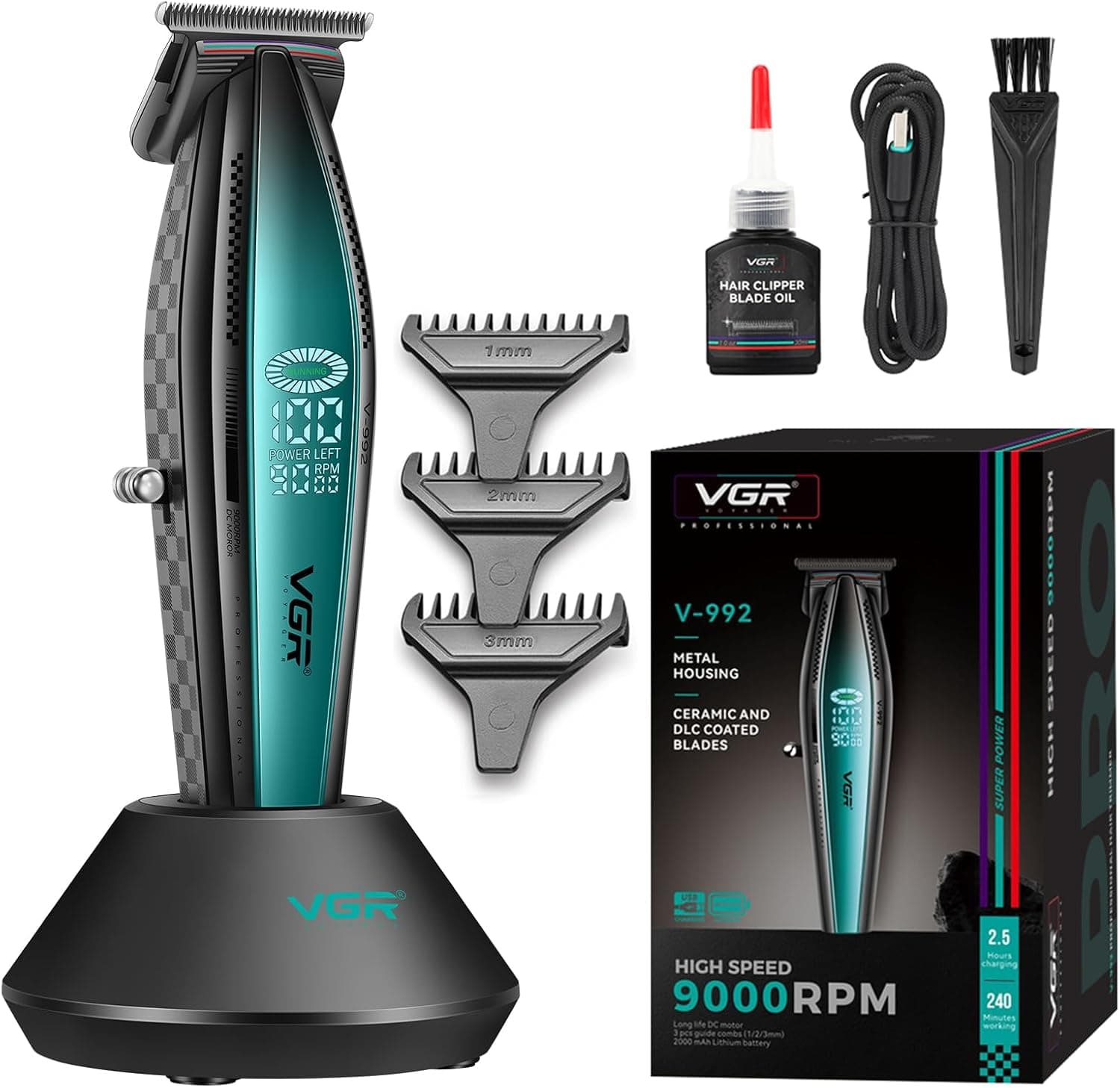 VGR V992 Cordless T-Blade Hair & Beard Trimmer 9000 RPM 240 Min view 1