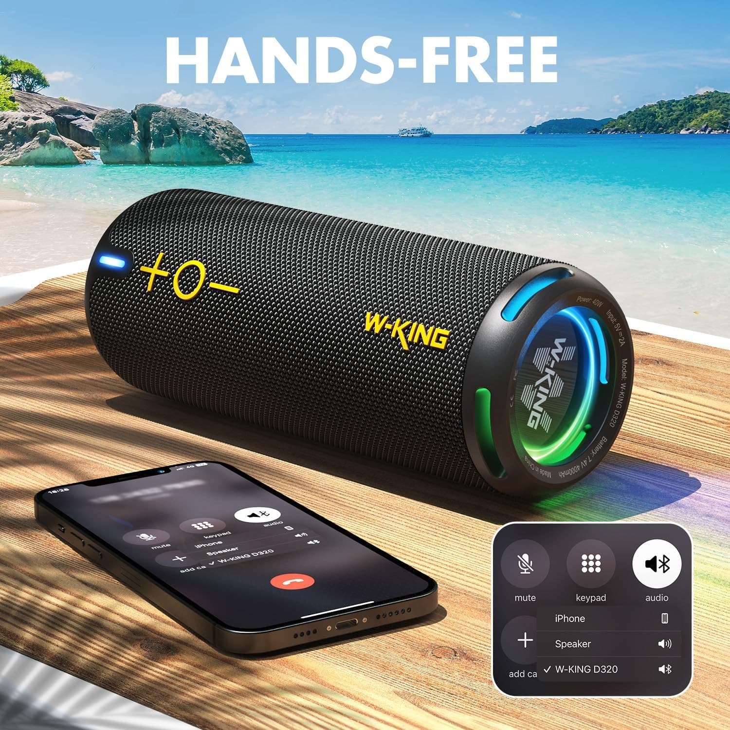 W-KING D320 IP67 Waterproof Portable Outdoor Bluetooth Speaker view 3