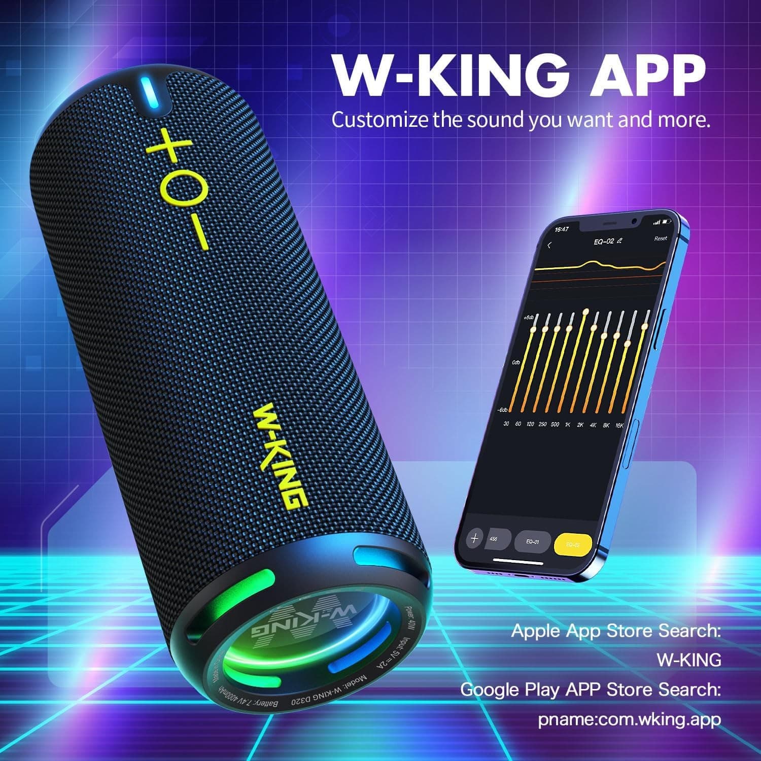 W-KING D320 IP67 Waterproof Portable Outdoor Bluetooth Speaker view 2