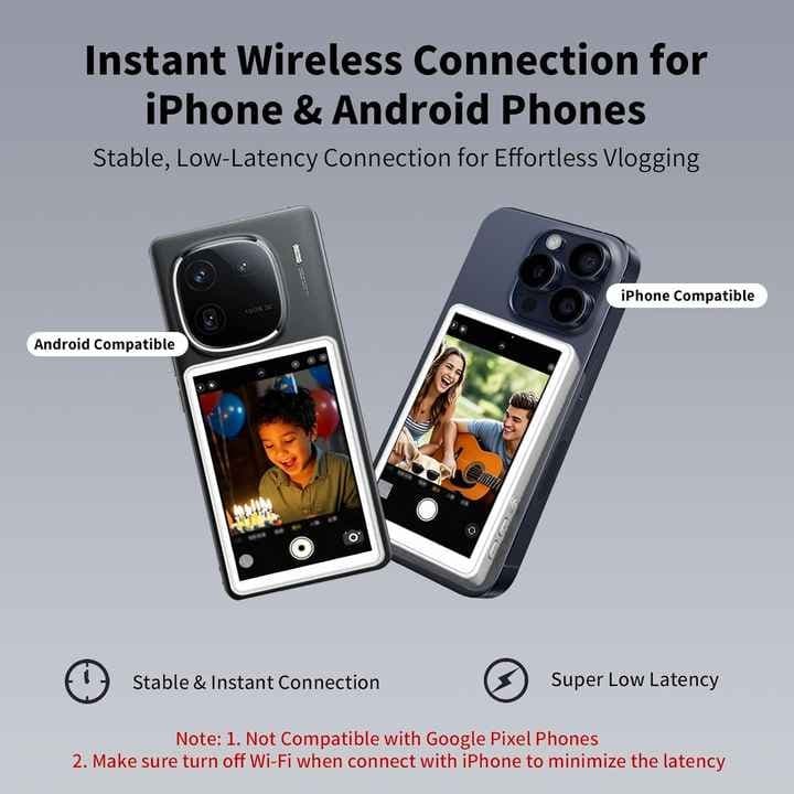 Wireless Selfie Monitor Screen Wireless Connection Using Rear Camera For Selfie Vlog Live Stream view 3