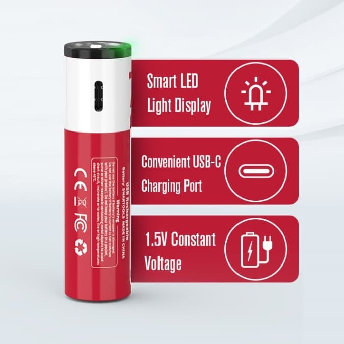 WST Type C Rechargeable AAA Batteries 1 Pair view 1