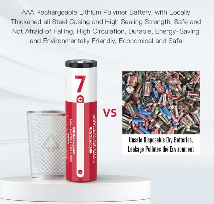 WST Type C Rechargeable AAA Batteries 1 Pair view 4
