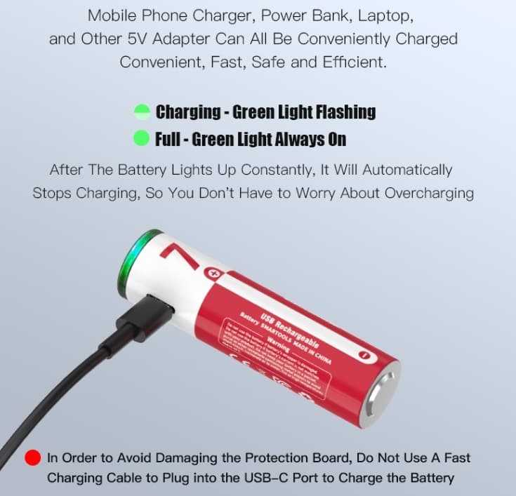 WST Type C Rechargeable AAA Batteries 1 Pair view 5