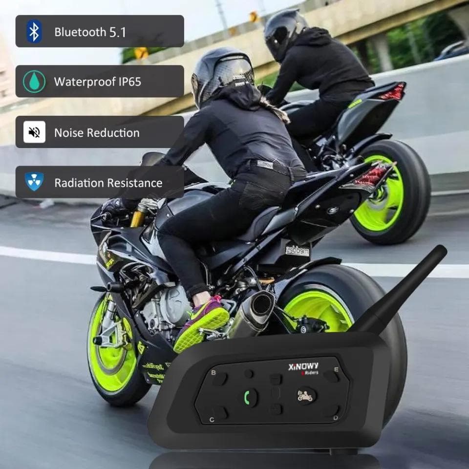 Xinowy V6 Plus Motorbike Bluetooth Intercom 1200m Range 6-Rider System Waterproof GPS DSP Noise Reduction view 2