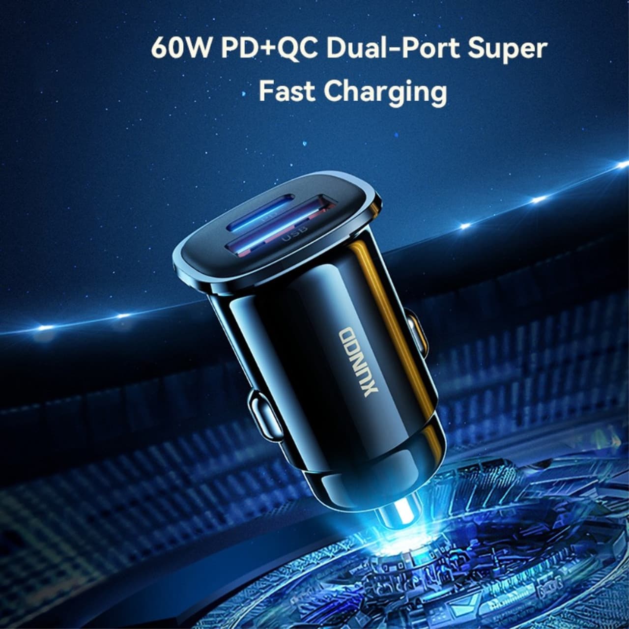 XUNDD XDCH-039 60W PD QC Fast Charger Type-C + USB Dual Port Mini Car Charger view 1