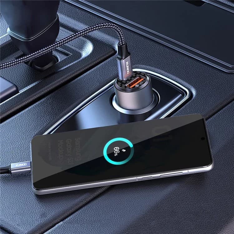 XUNDD XDCH 067 Type-C + USB Phone Fast Charging Adapter Aluminum Alloy Car Charger view 2