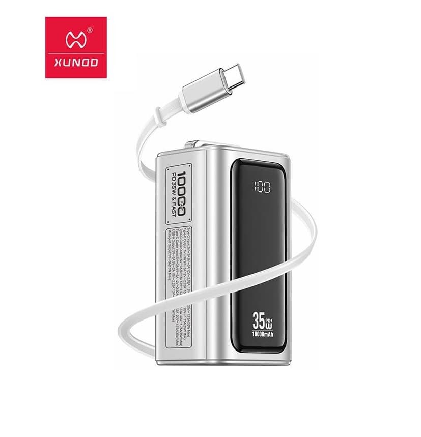 Xundd XDPB-007 10,000mAh PD 35W Compact Power Bank With Retractable Cable view 1
