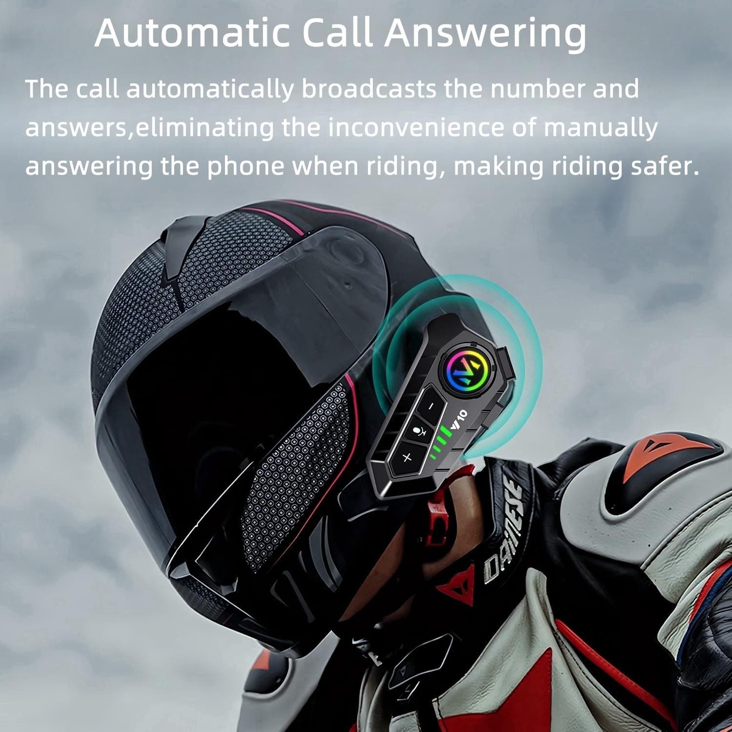 Y10 Motorcycle Helmet Bluetooth Headset With HiFi Sound IPX6 Waterproof view 2