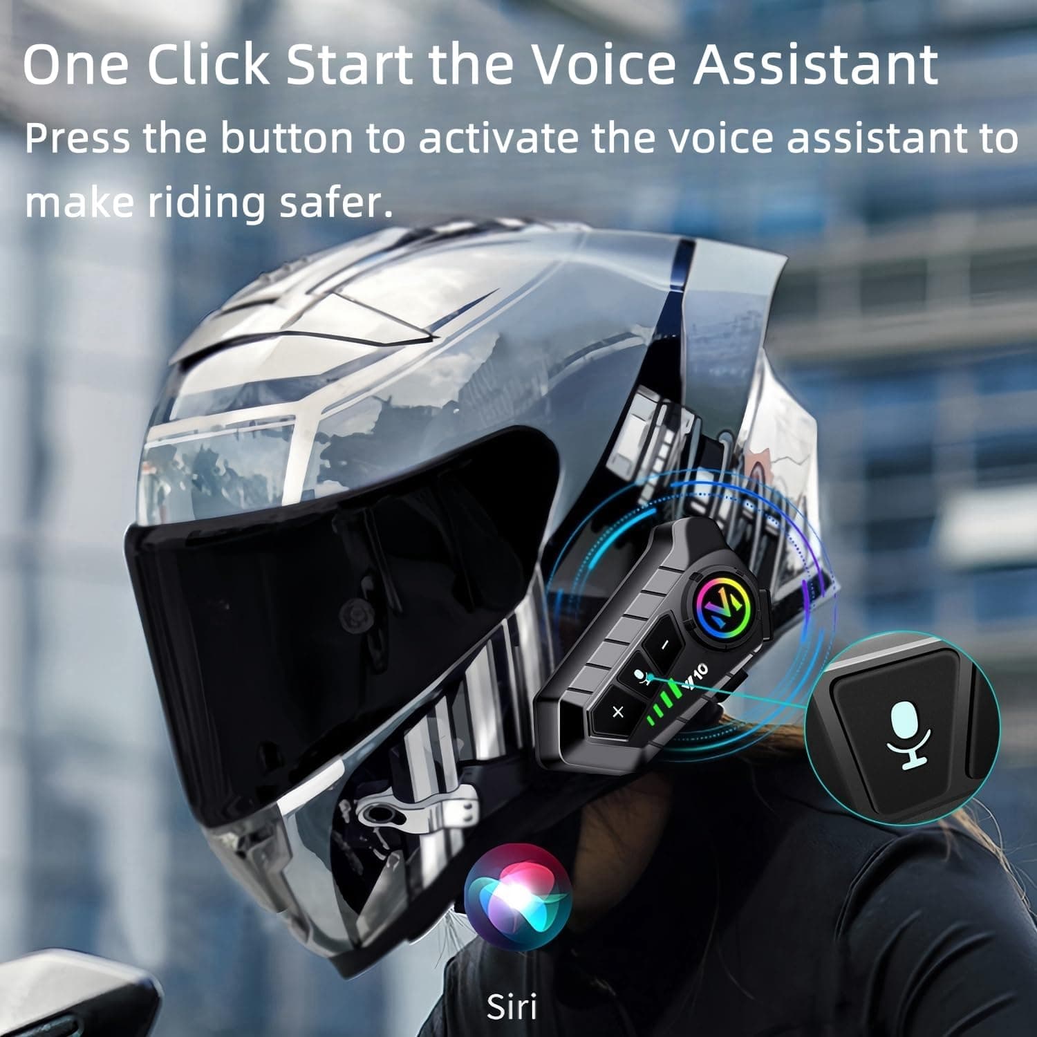 Y10 Motorcycle Helmet Bluetooth Headset With HiFi Sound IPX6 Waterproof view 3