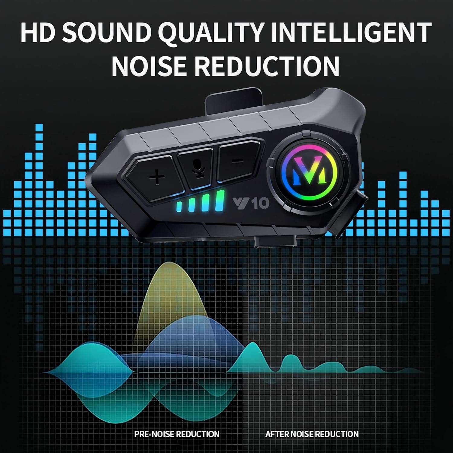 Y10 Motorcycle Helmet Bluetooth Headset With HiFi Sound IPX6 Waterproof view 5