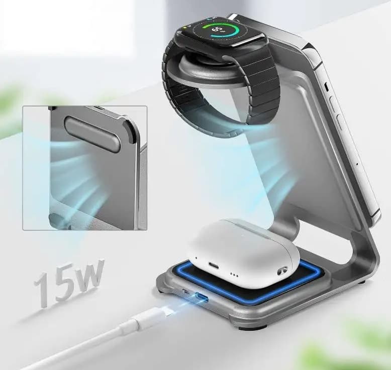 Y93 Portable 15W 3 In 1 Wireless Charging Stand view 2