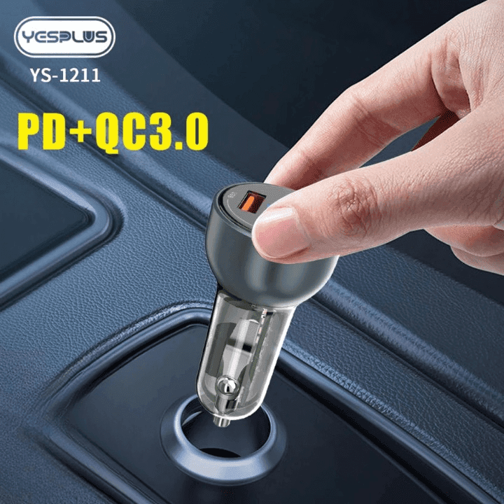 Yesplus YS 1211 PD30W+QC3.0 USB And TYPE-C Transparent LED Display Car Charger view 2