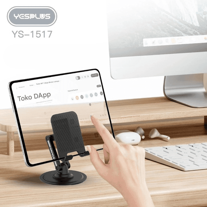 Yesplus YS 1517 Foldable Holder Stand – Universal 360° Rotation Desktop Tablet & Phone Stand view 2